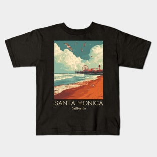 A Vintage Travel Illustration of Santa Monica - California - US Kids T-Shirt